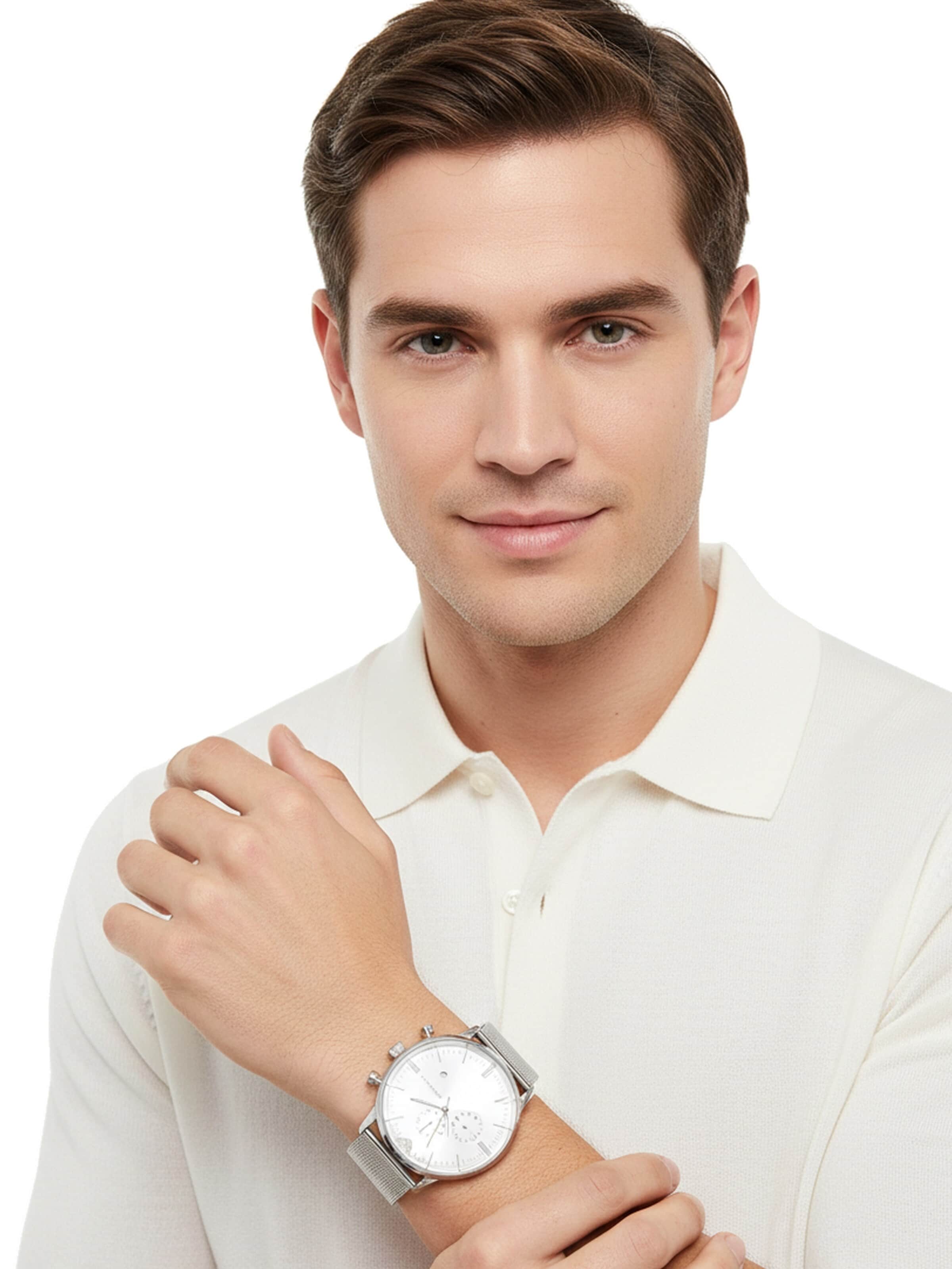 Emporio Armani Analoog horloge 'Gianni' in Zilver: voorkant