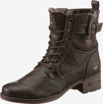 MUSTANG Lace-Up Ankle Boots in Brown: front