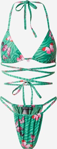 Nasty Gal Triangel Bikini in Groen: voorkant