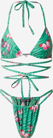 Nasty Gal Triangle Bikini in Green: front