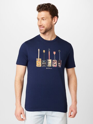 Ben Sherman T-shirt 'Misfits Guitars' i blå: framsida