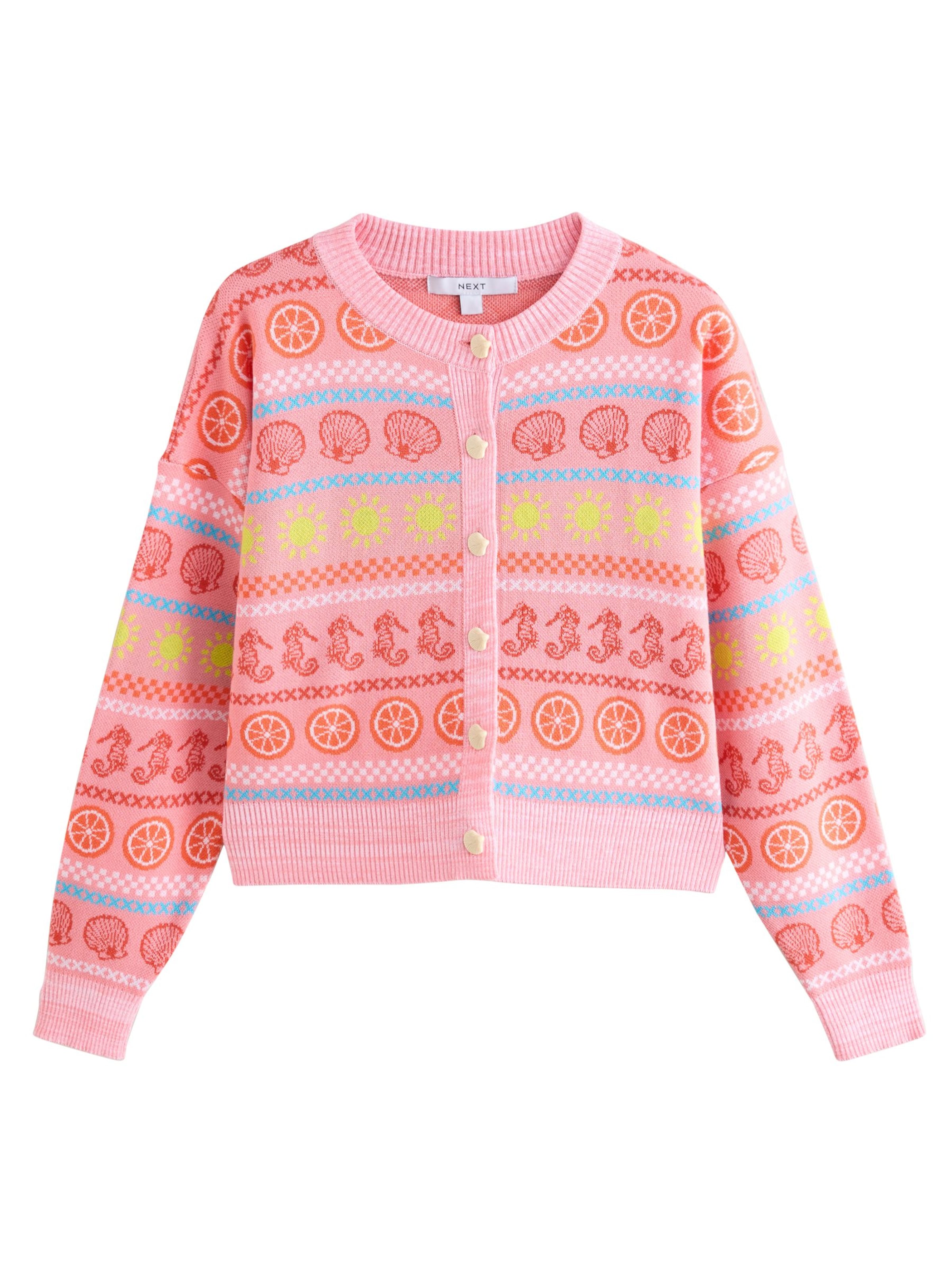 Next Πλεκτή ζακέτα σε ροζ: μπροστά