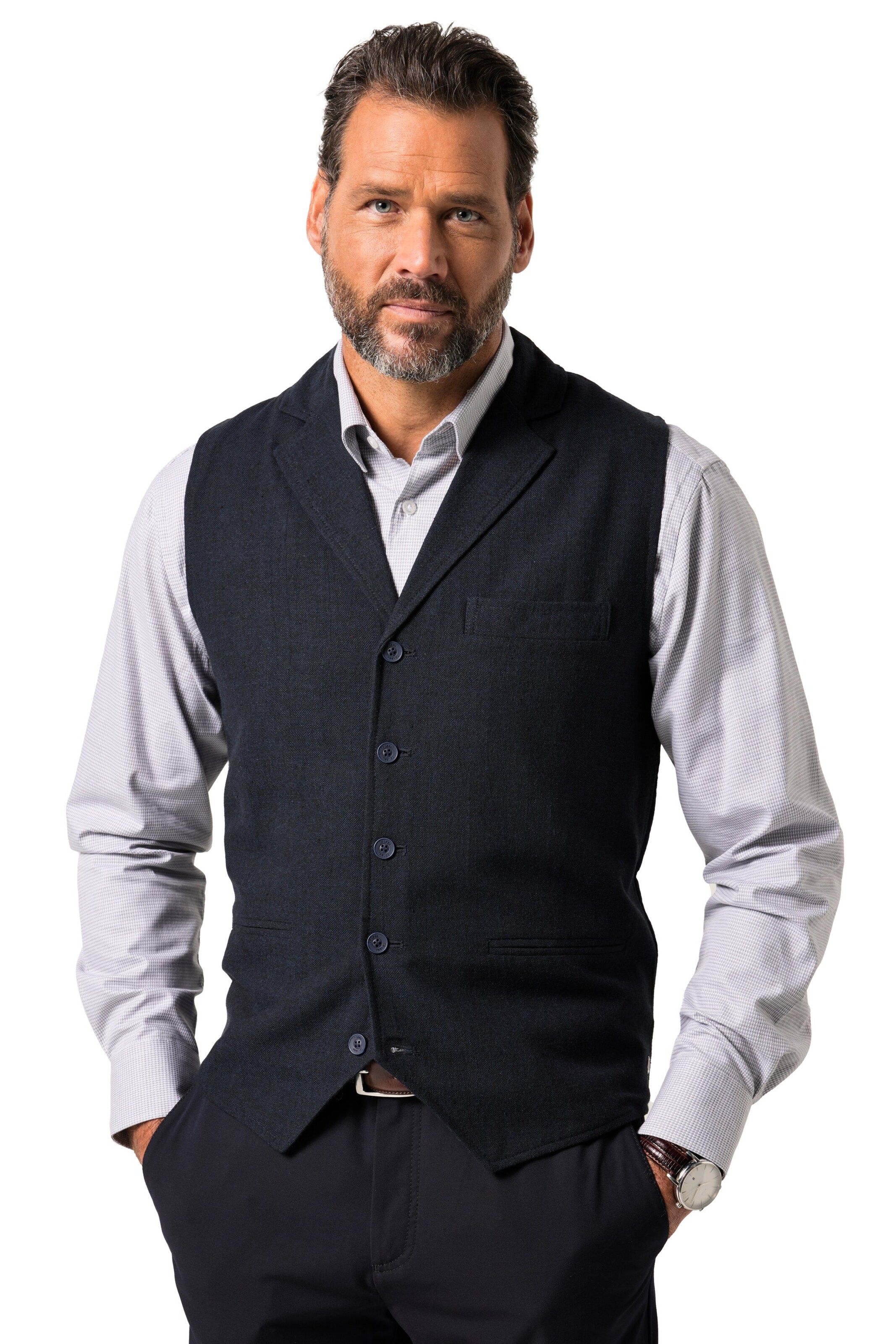 JP1880 Weste in Blau: Vorderseite