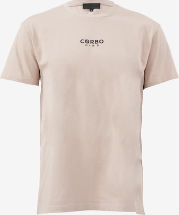 Cørbo Hiro T-shirt 'Shibuya' i beige: framsida