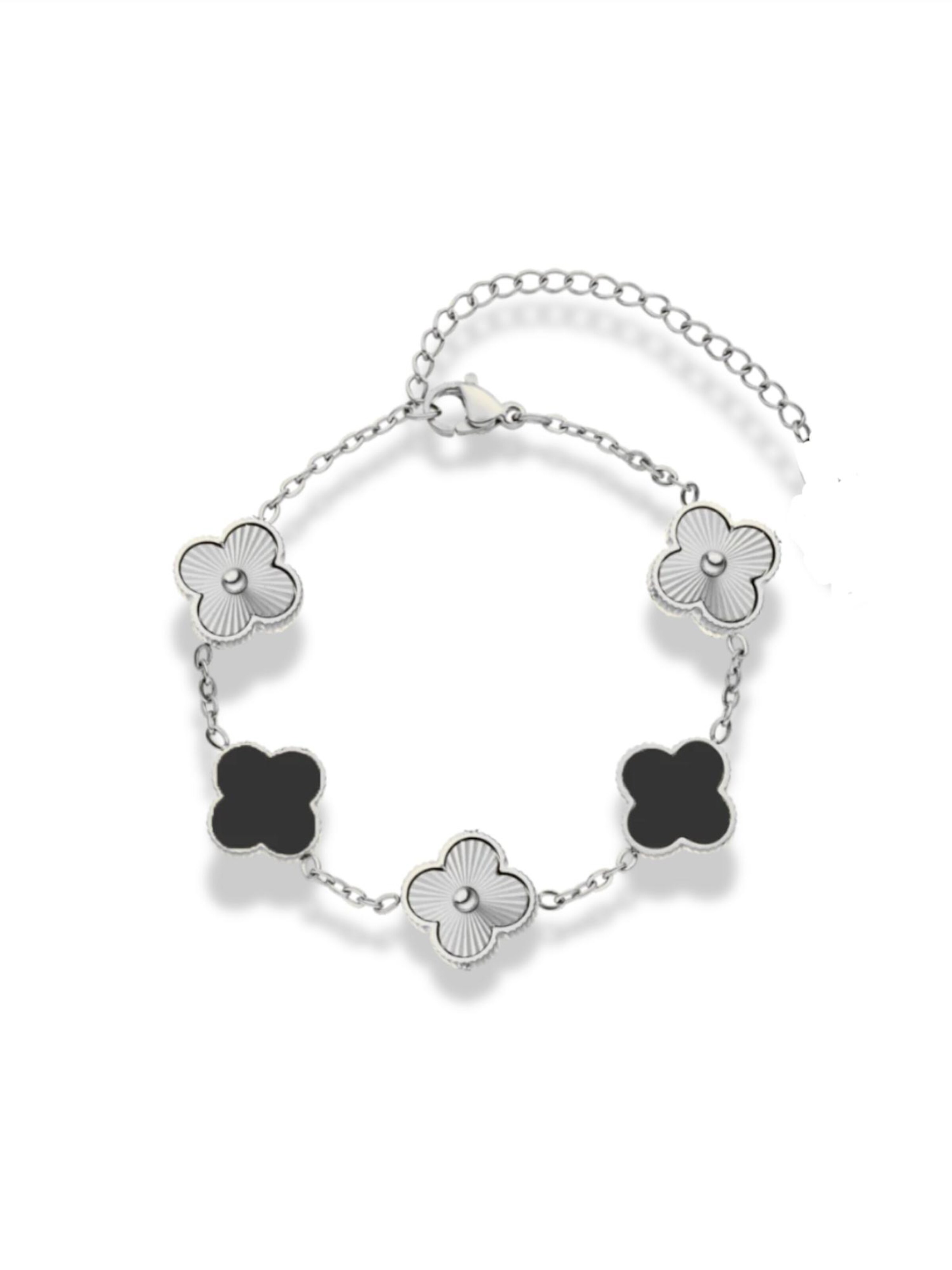 Bracelet 'DOUBLE ELEGANT CLOVER' Cala Rose en argent : devant