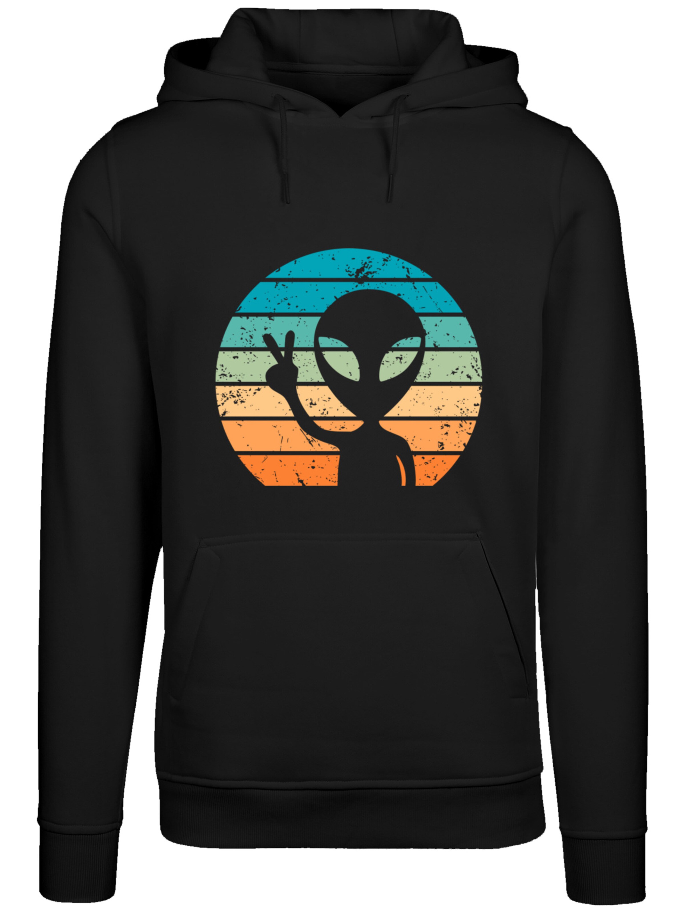 F4NT4STIC Sweatshirt 'Alien Piece Sonnenuntergang' in Schwarz: Vorderseite