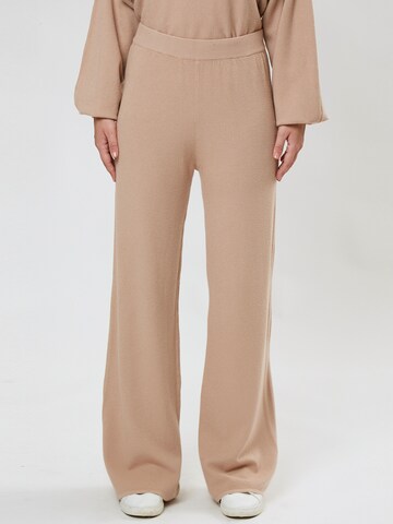 Influencer Wide Leg Hose in Beige: Vorderseite