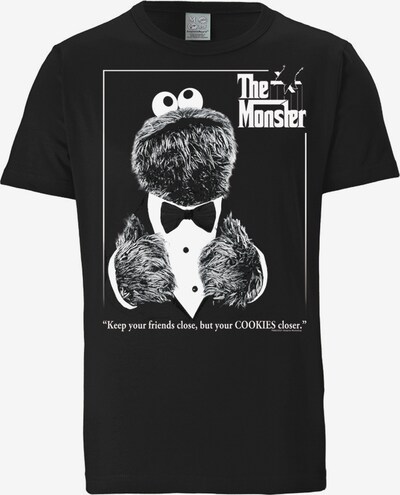 LOGOSHIRT T-Shirt 'Sesamstrasse - Krümelmonster Pate' in schwarz / weiß, Produktansicht