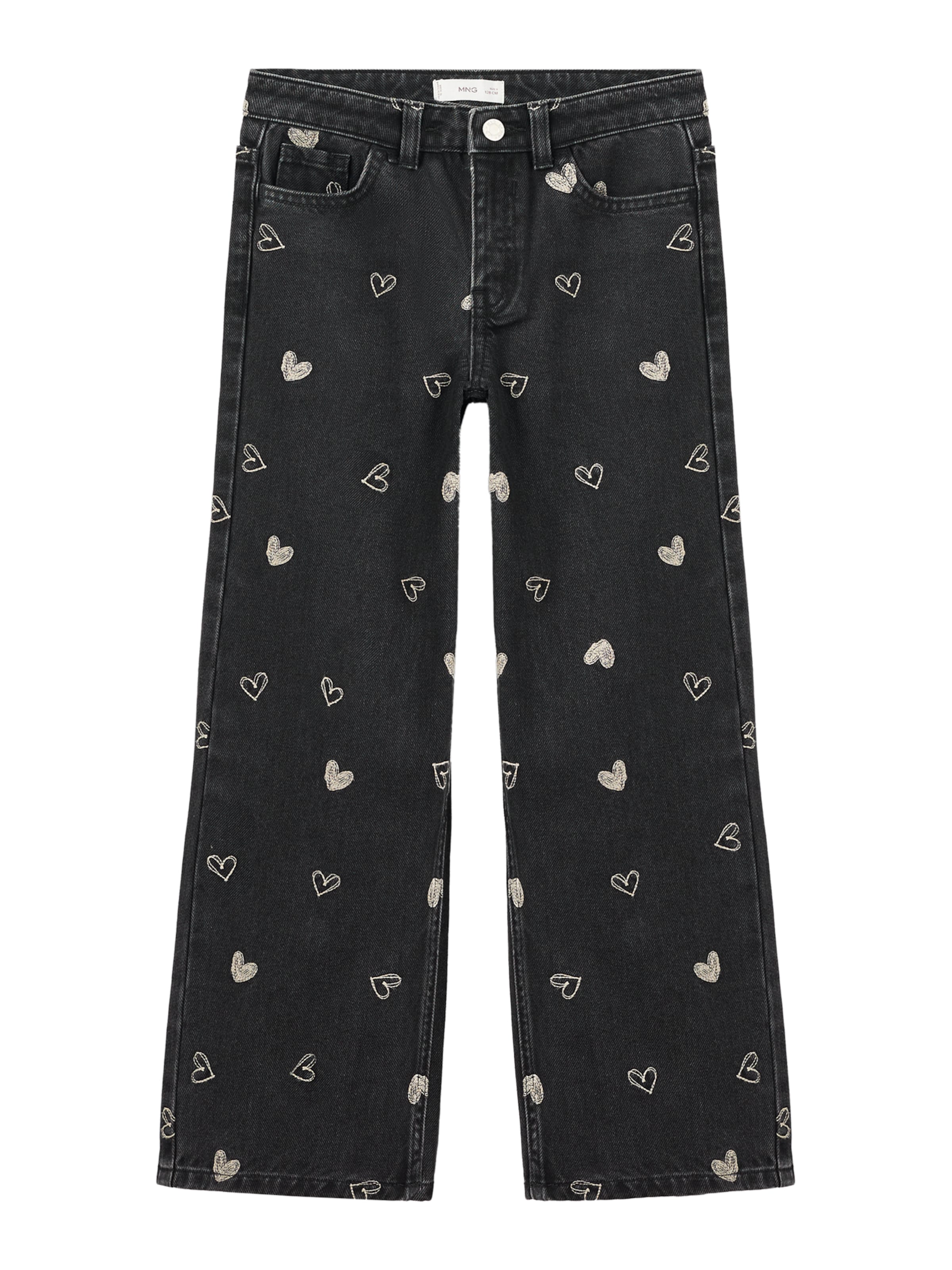 MANGO KIDS Wide Leg Farkut 'Mila' värissä musta: etupuoli