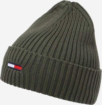 Tommy Jeans Beanie 'Flag' in Green: front