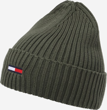 Tommy Jeans - Gorra 'Flag' en verde: frente