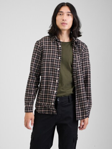 melns JACK & JONES Komforta piegriezums Krekls 'JORJOSHUA': no priekšpuses