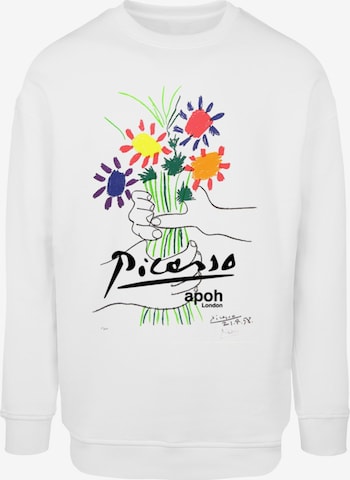 Merchcode Sweatshirt 'Apoh - Picasso Flowers of Peace' in White: front