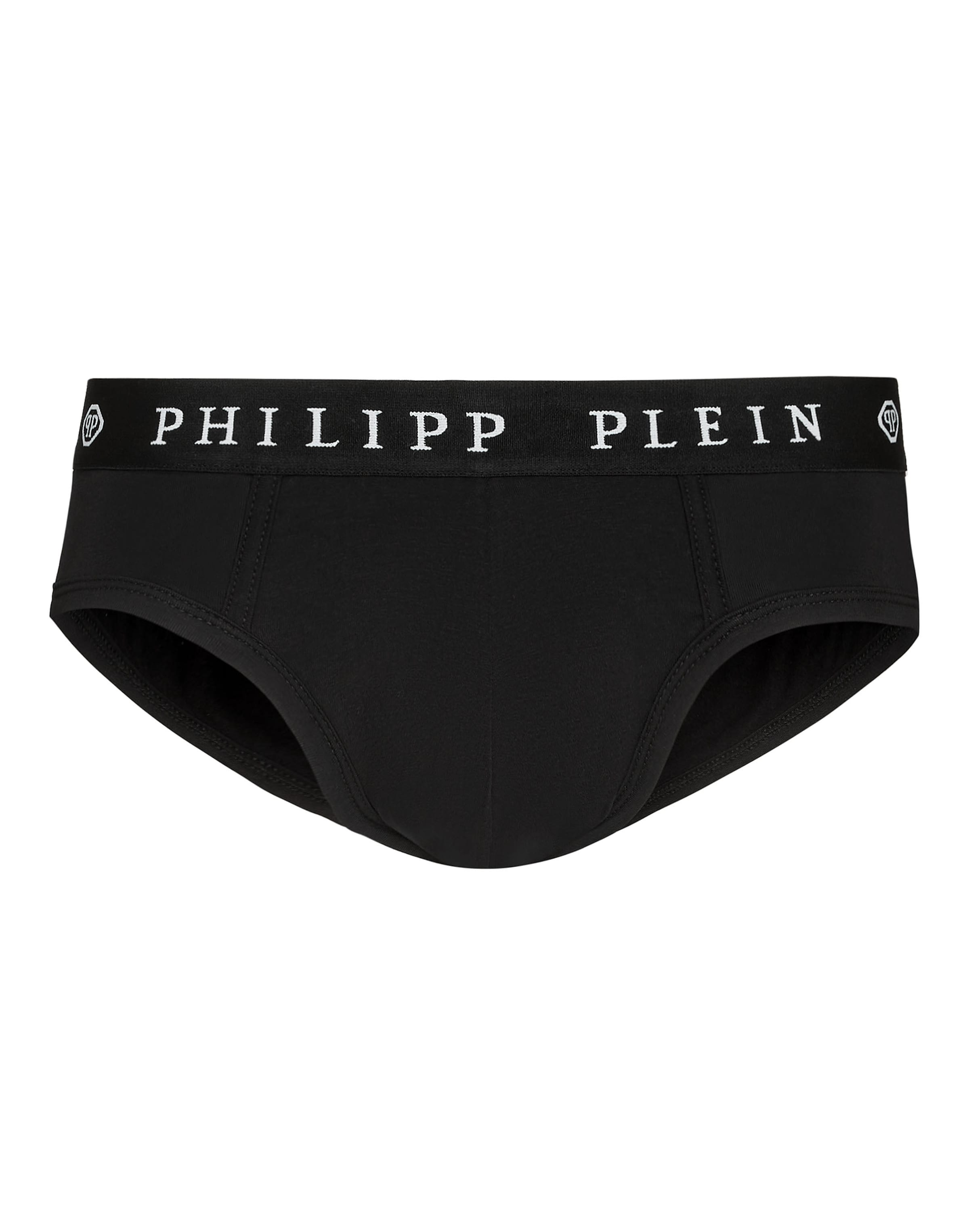 Philipp Plein - Cueca 'Skull' em preto: frente