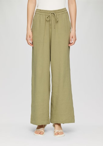 QS Wide leg Broek in Groen: voorkant