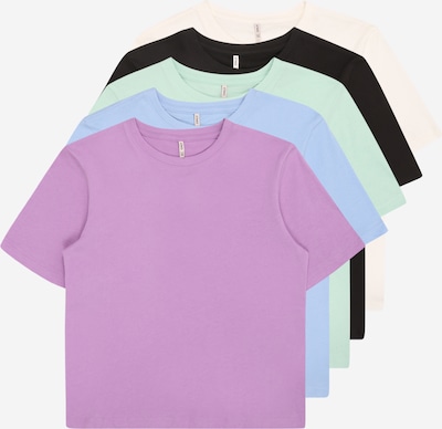 ONLY GIRLS Camiseta 'KOGRex' en azul claro / menta / orquidea / negro / blanco, Vista del producto