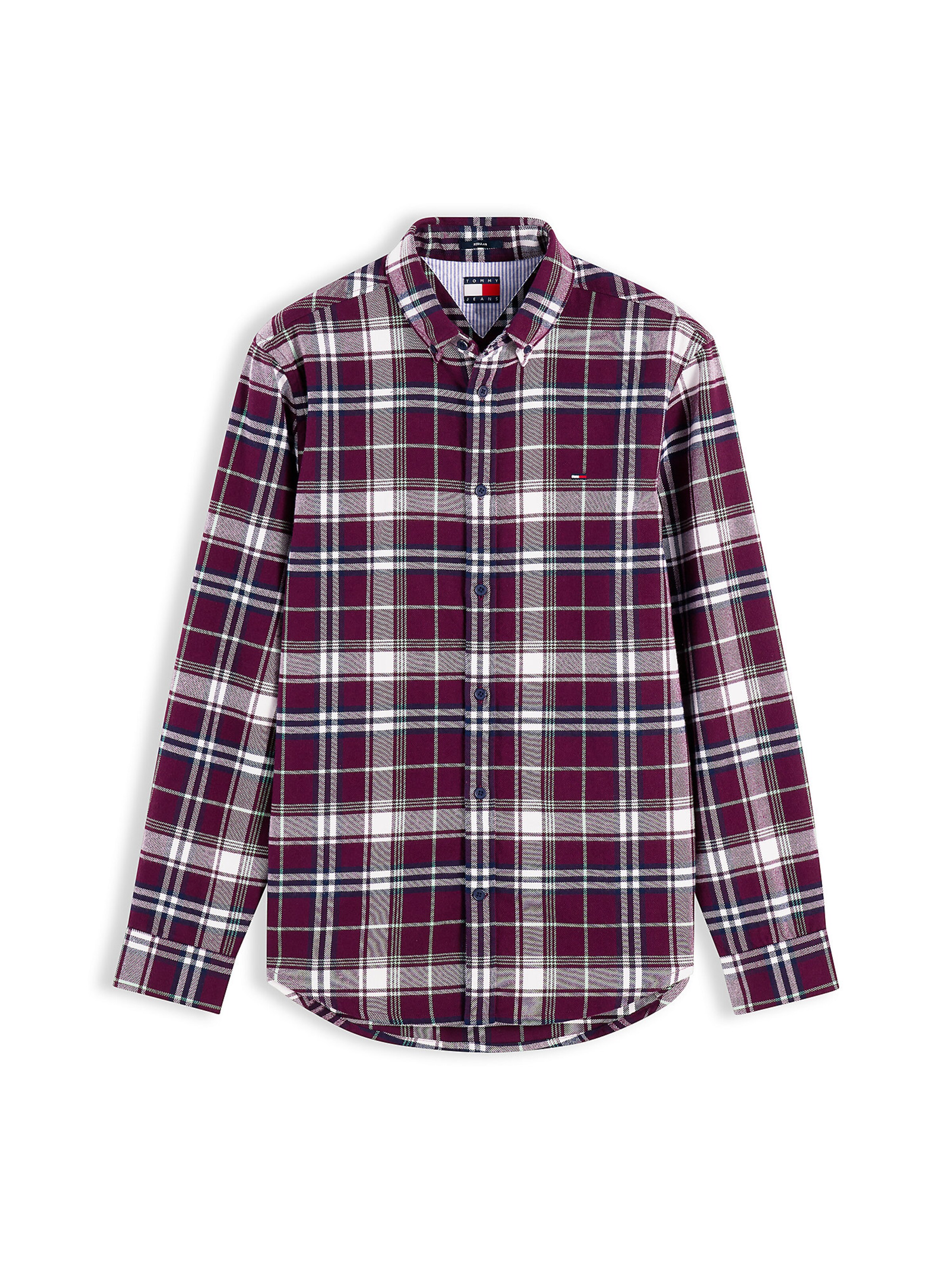 Tommy Jeans Button Up Shirt in Purple: front