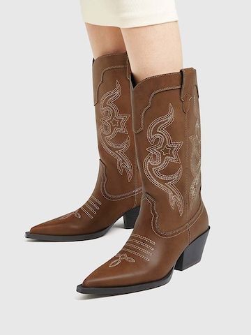 Pull&Bear Cowboy Boots in Brown