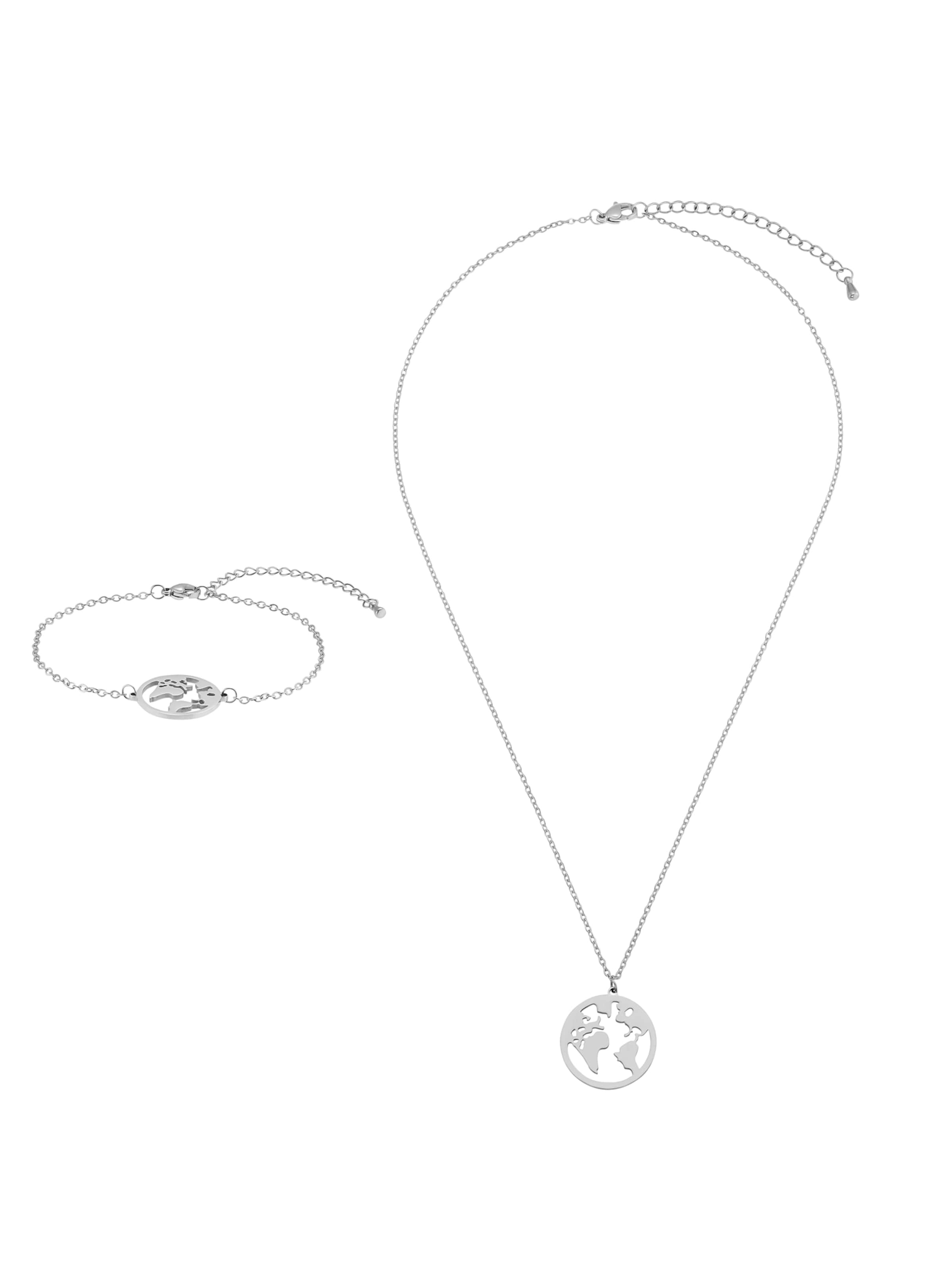 Heideman Sieraden set 'Weltkarte' in Zilver: voorkant