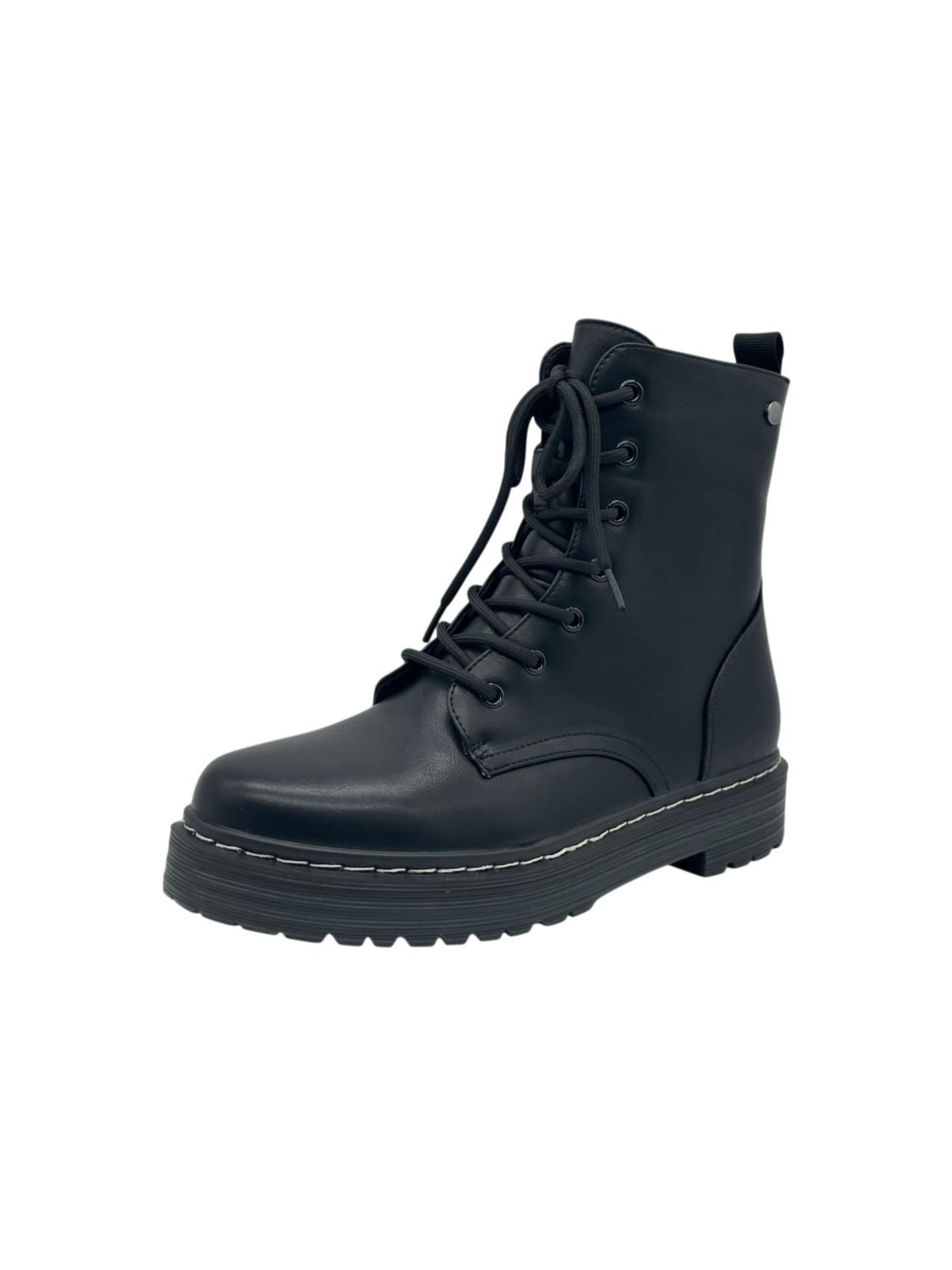 Nowaland Schnürstiefelette 'Damen gefütterte Schnürstiefeletten'‌‌‌ in Schwarz: Vorderseite
