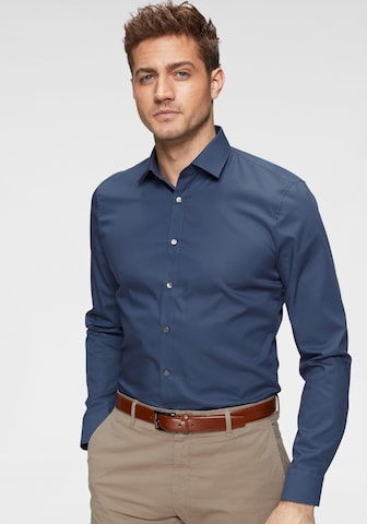 OLYMP Slim fit Zakelijk overhemd 'No. 6' in Blauw: voorkant