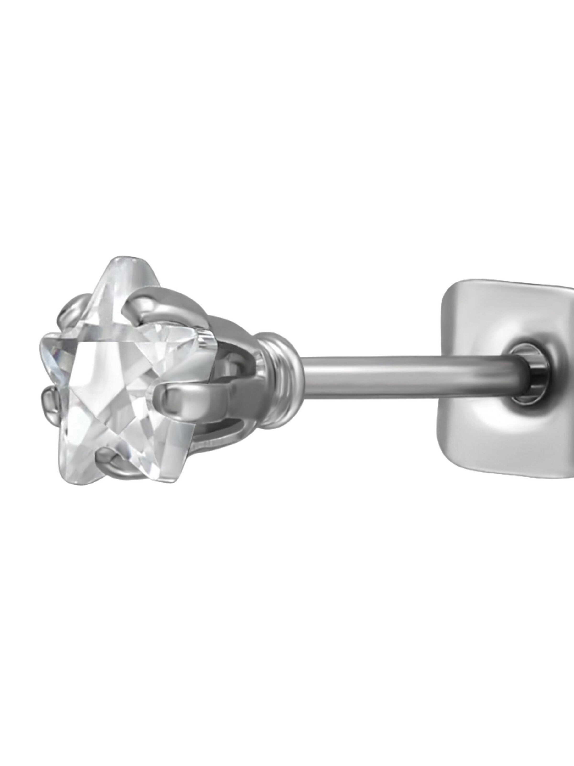 Boucles d'oreilles '4 mm Stern-Ohrstecker aus Edelstahl mit Zirkonia' Maxte en argent