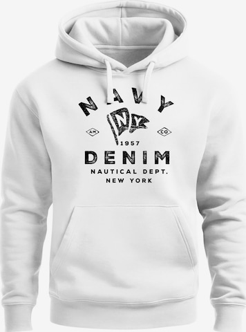 Neverless Sweatshirt 'Navy Denim' in White: front