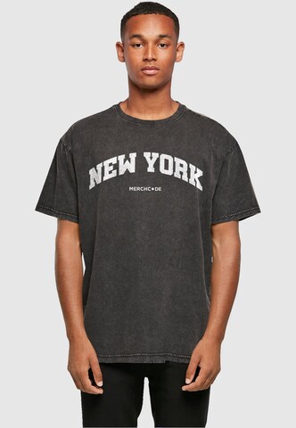 Merchcode T-Shirt 'New York Wording' in Schwarz: Vorderseite