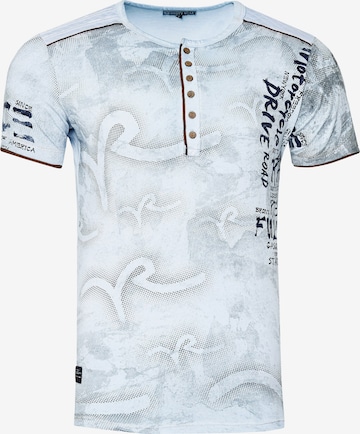 Rusty Neal T-Shirt mit lässigem All Over Print in Weiß: predná strana