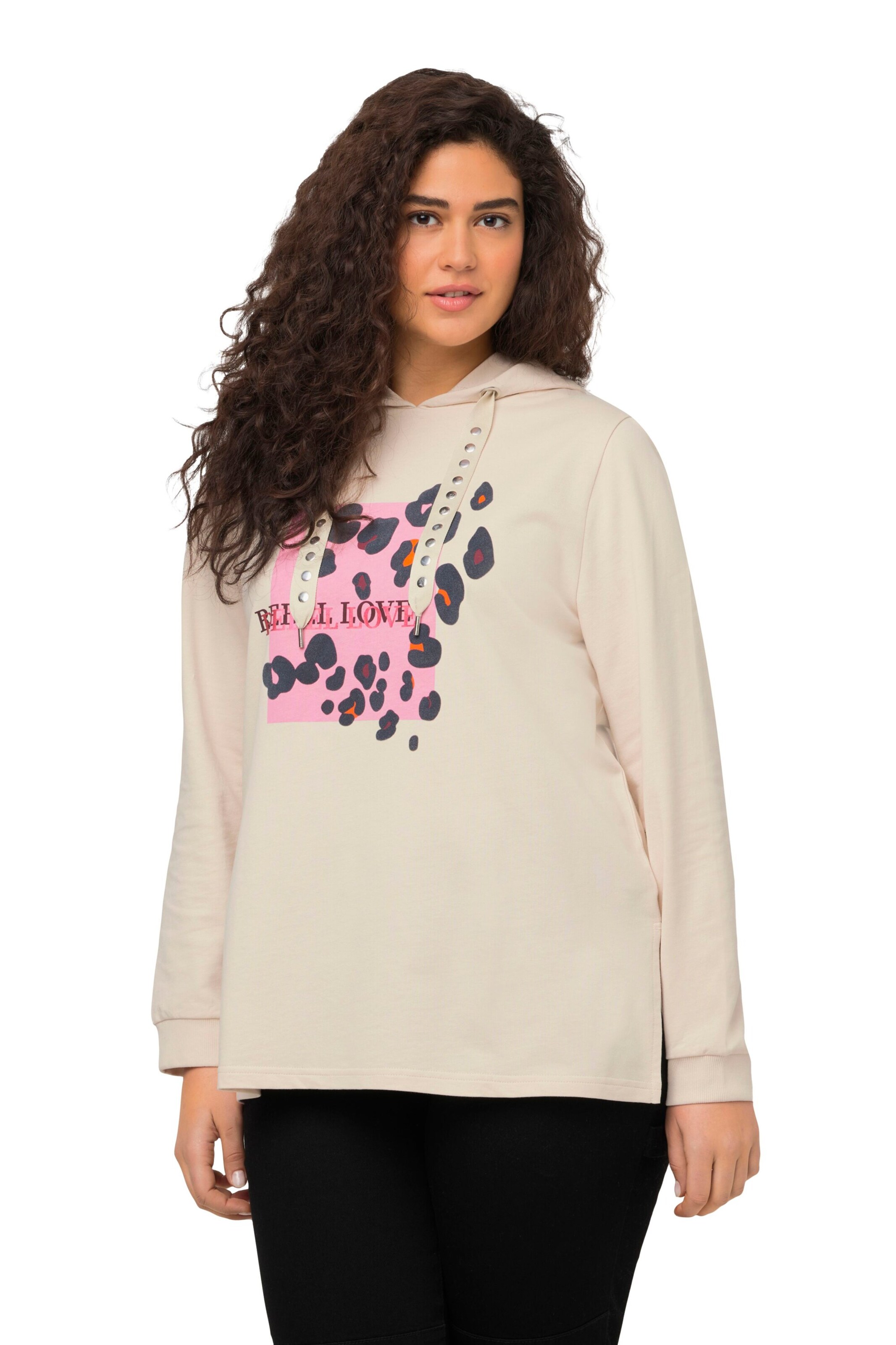 Ulla Popken Sweatshirt in Beige: Vorderseite