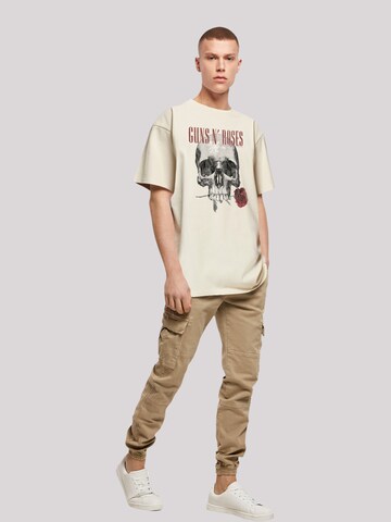 T-Shirt 'Guns 'n' Roses Flower Skull Rock Musik Band' F4NT4STIC en beige