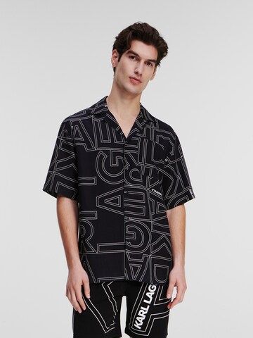 Karl Lagerfeld Comfort fit Button Up Shirt in Black: front