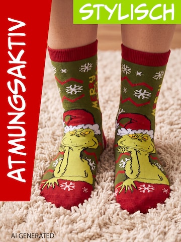 The Grinch Socken 'Merry Grinchmas'‌‌ in Grün