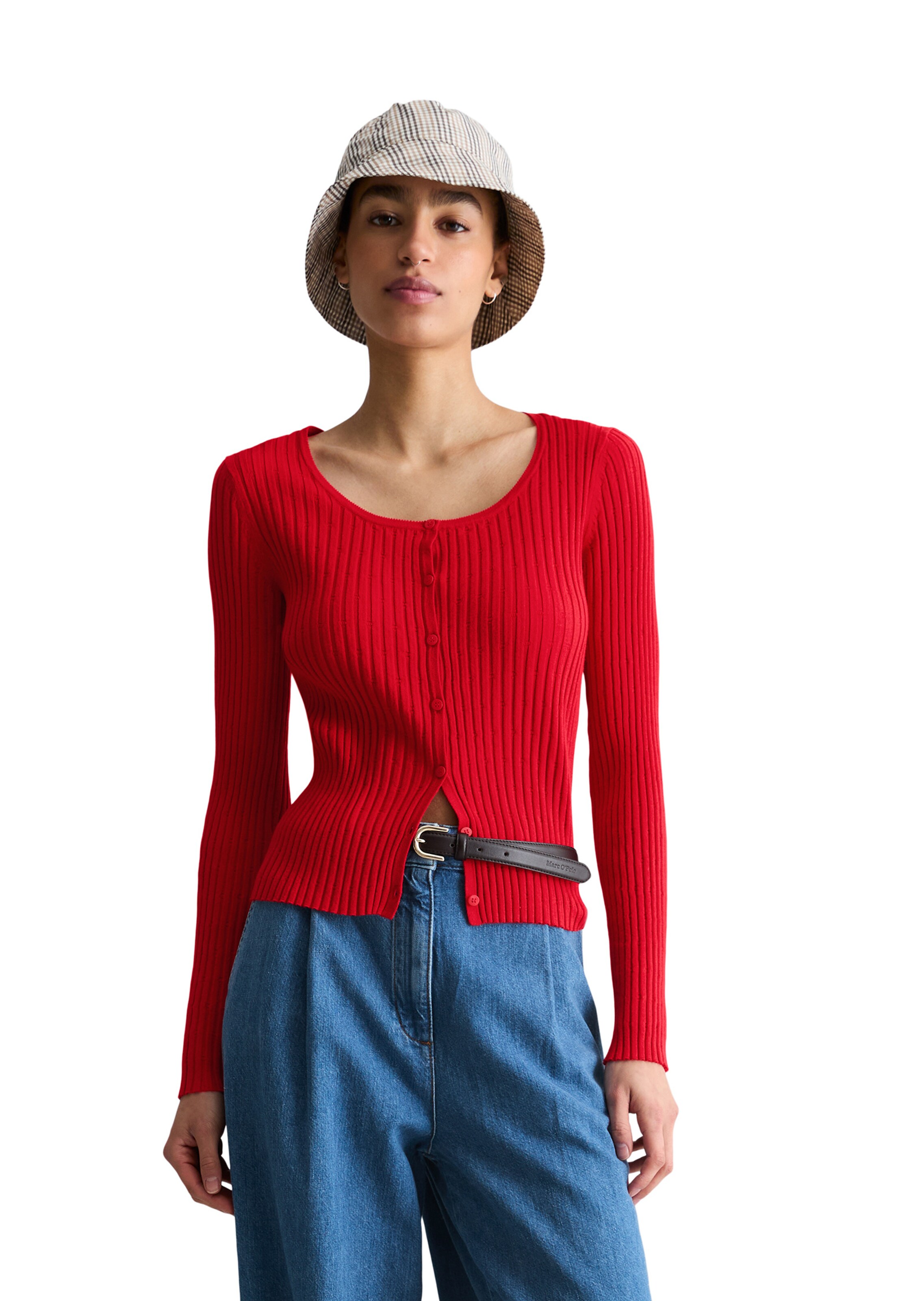 Marc O'Polo DENIM Gebreid vest in Rood: voorkant