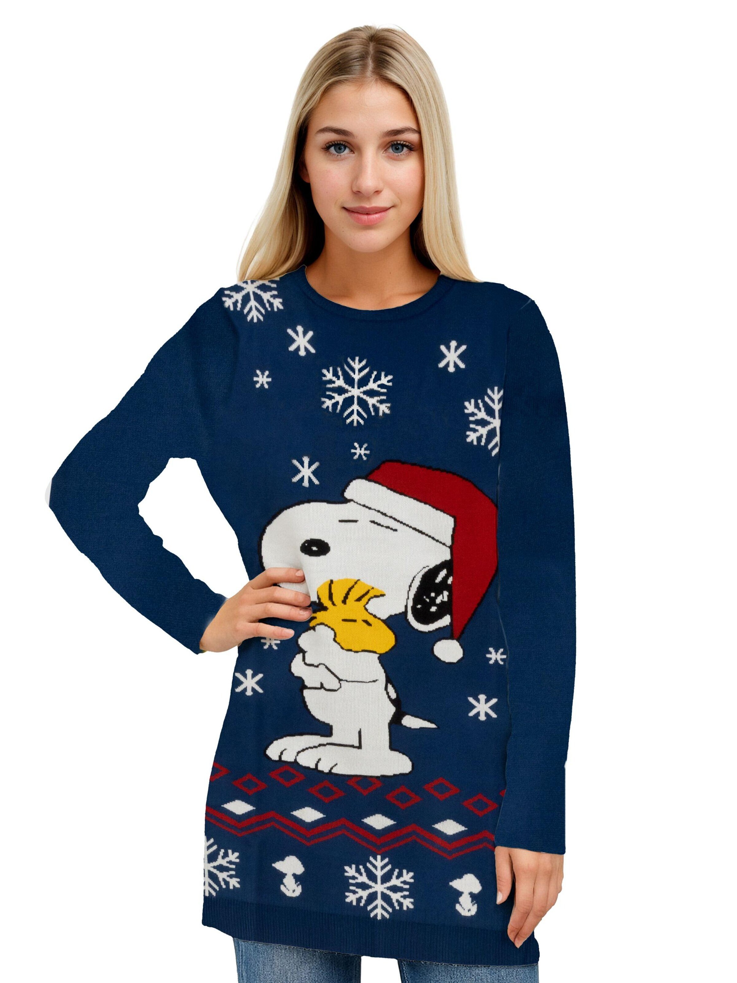 Snoopy & Die Peanuts Strickkleid 'Warm Kisses' in Blau: Vorderseite