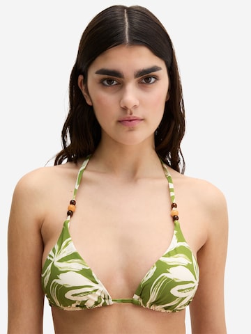 Marc O'Polo Triangel Bikinitop ' Abstract Flower ' in Groen: voorkant