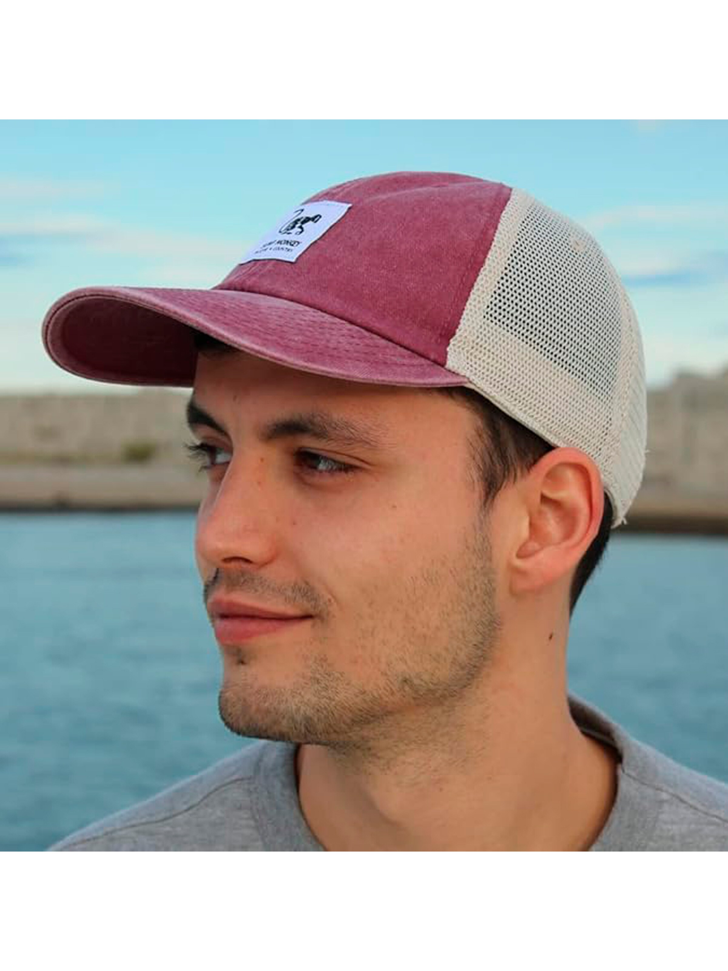 Surf Monkey Athletic Cap in Red