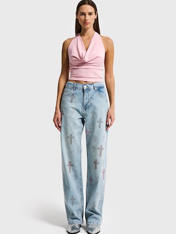 IT'S BASIC Loosefit Jeans 'RHINESTONE LOOSE MID RISE JEANS' in Blauw