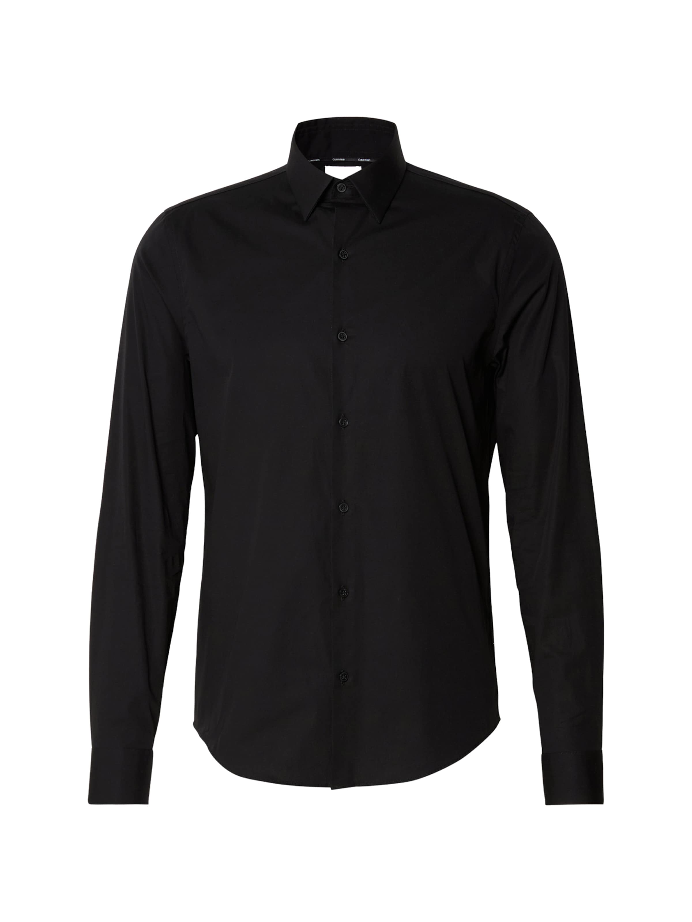 Calvin Klein Regular fit Πουκάμισο 'Essential' σε μαύρο: μπροστά