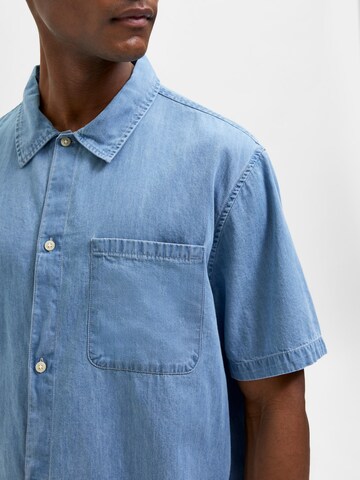 SELECTED HOMME Comfort fit Button Up Shirt 'Mario' in Blue