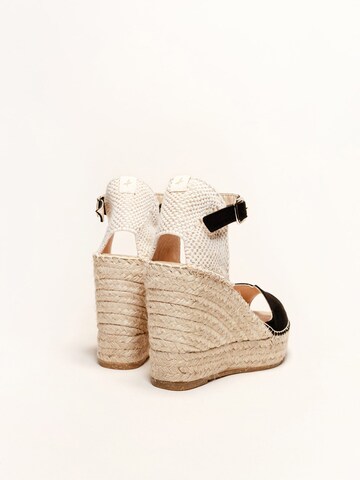 Alhamas - Sandalias con hebilla 'Alpargata Cuña 10 cm' en negro