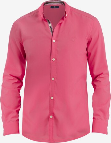 Jimmy Sanders Slim fit Overhemd in Roze: voorkant