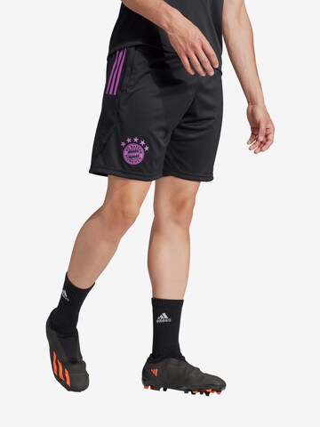 ADIDAS PERFORMANCE Regular Workout Pants 'FC Bayern München Tiro 23' in Black: front