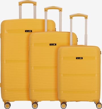 D&N Suitcase Set 'Travel Line' in Yellow: front