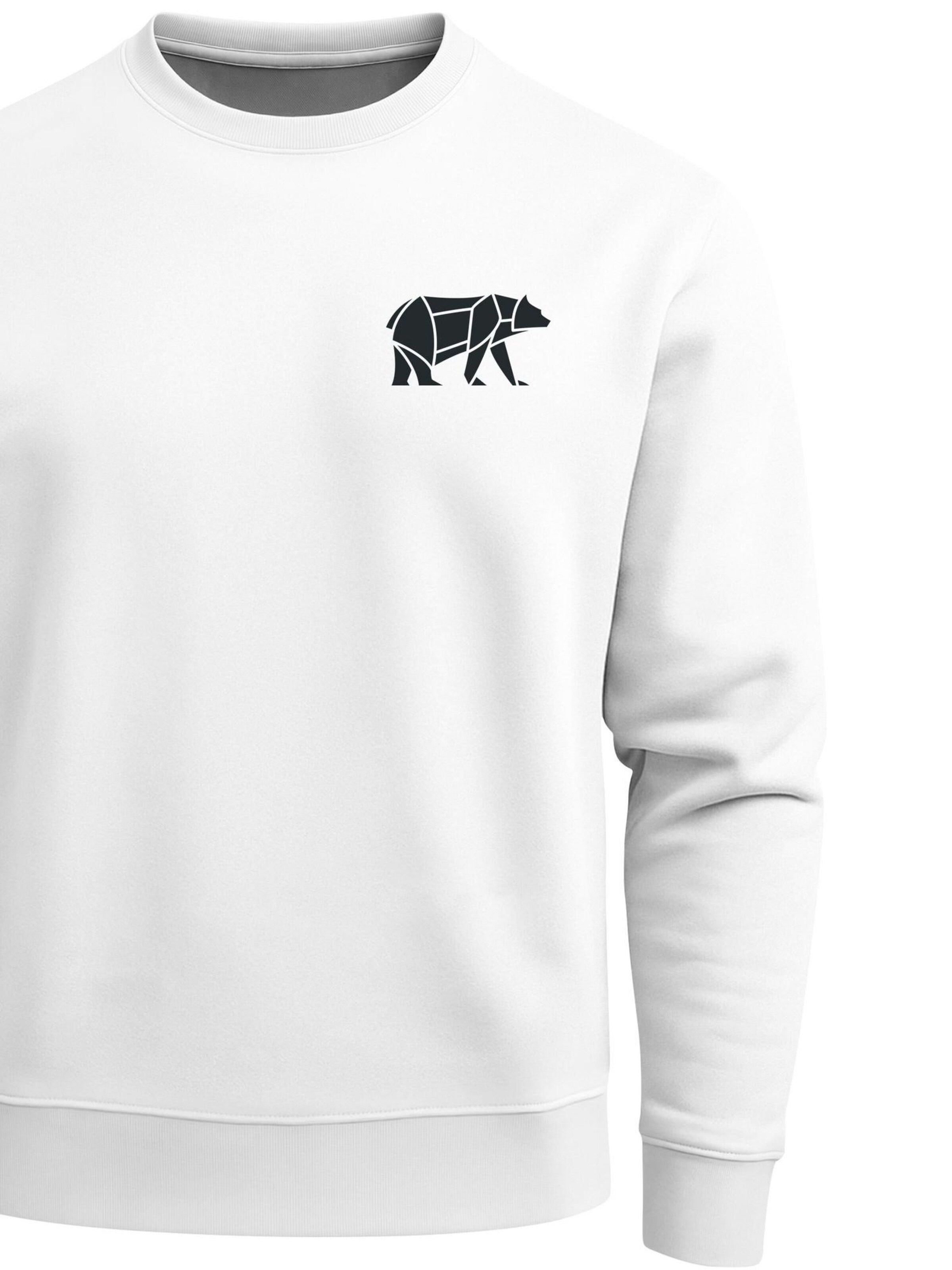 Neverless Sweatshirt 'Bär Lineart Polygon'‌‌‌‌‌ in Weiß