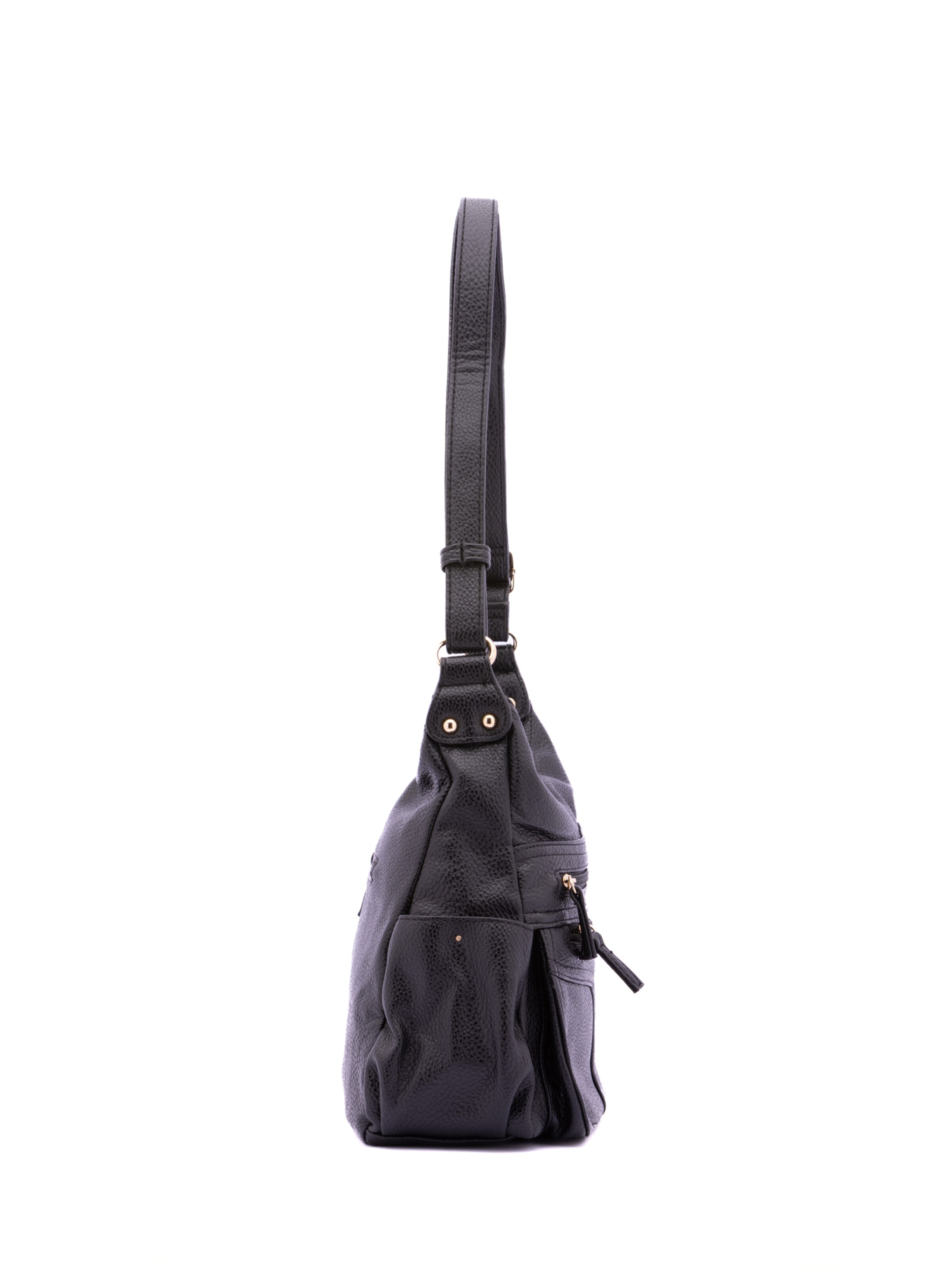 Borsa a spalla 'Borsa a Spalla Donna Ecopelle - Zip e Tasche Multiple' di B. Cavalli in nero