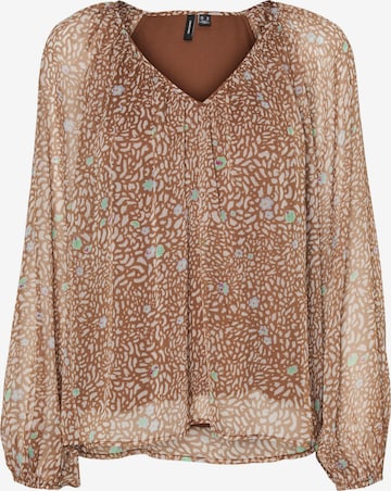 VERO MODA Blouse 'Carolina' in Bruin: voorkant