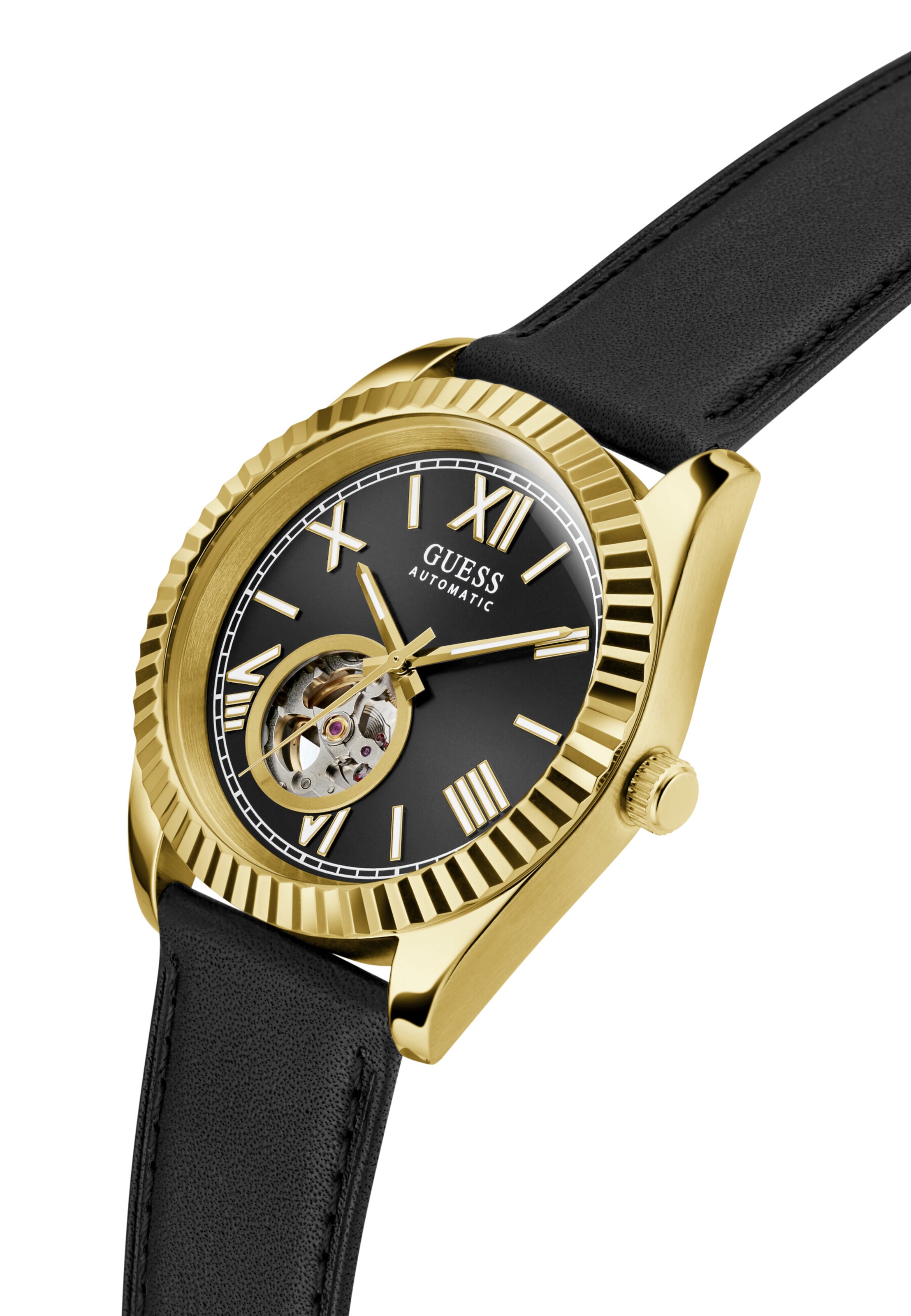 GUESS Analoog horloge 'CONNOISSEUR' in Zwart