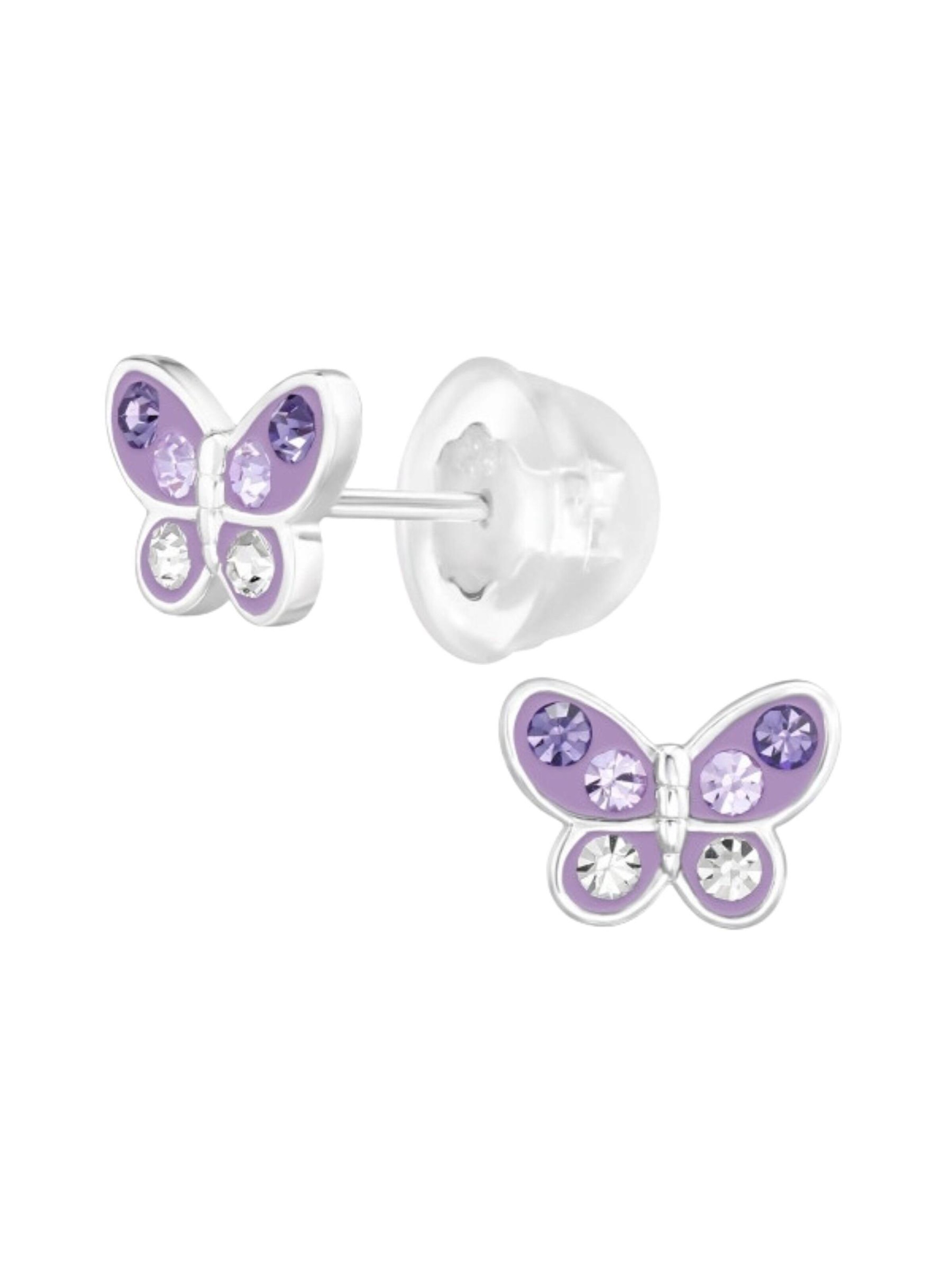 Boucles d'oreilles 'Sterling Silber Schmetterling Ohrstecker' Maxte en violet : devant