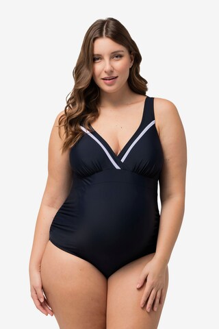 Ulla Popken Minimiser Swimsuit in Blue: front